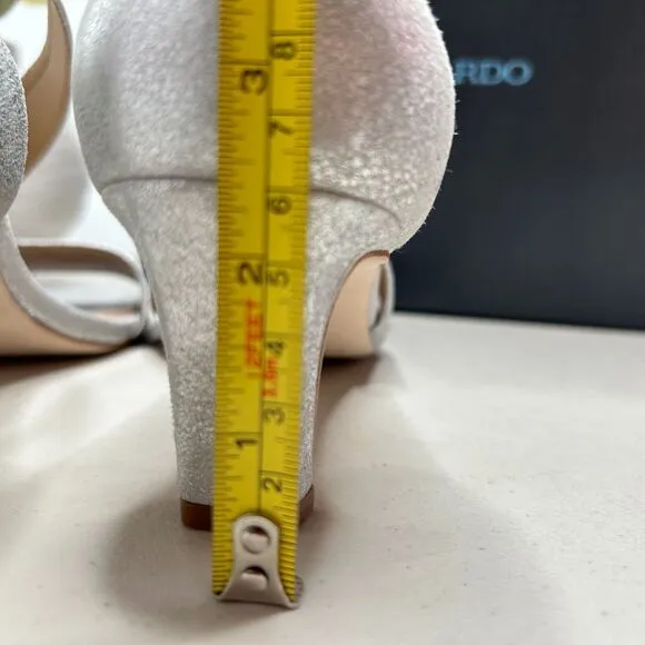Bernardo Camille Pumps Silver Tumbled Metallic Suede Kitten Heels Women's US 9M