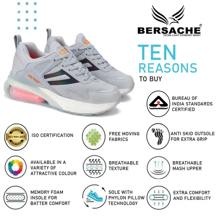 Bersache Lightweight Casual Sneaker Loafer Walking Shoes For Men9077-Grey