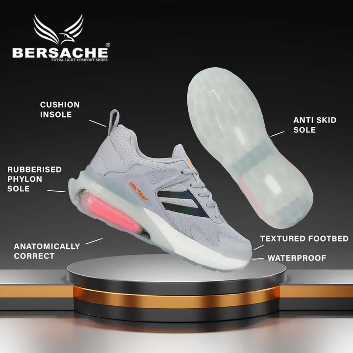 Bersache Lightweight Casual Sneaker Loafer Walking Shoes For Men9077-Grey