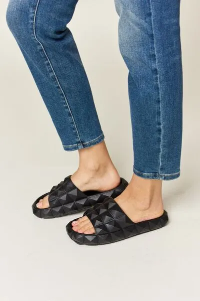 Black Pyramid Stud Toe Band Footbed Sandals