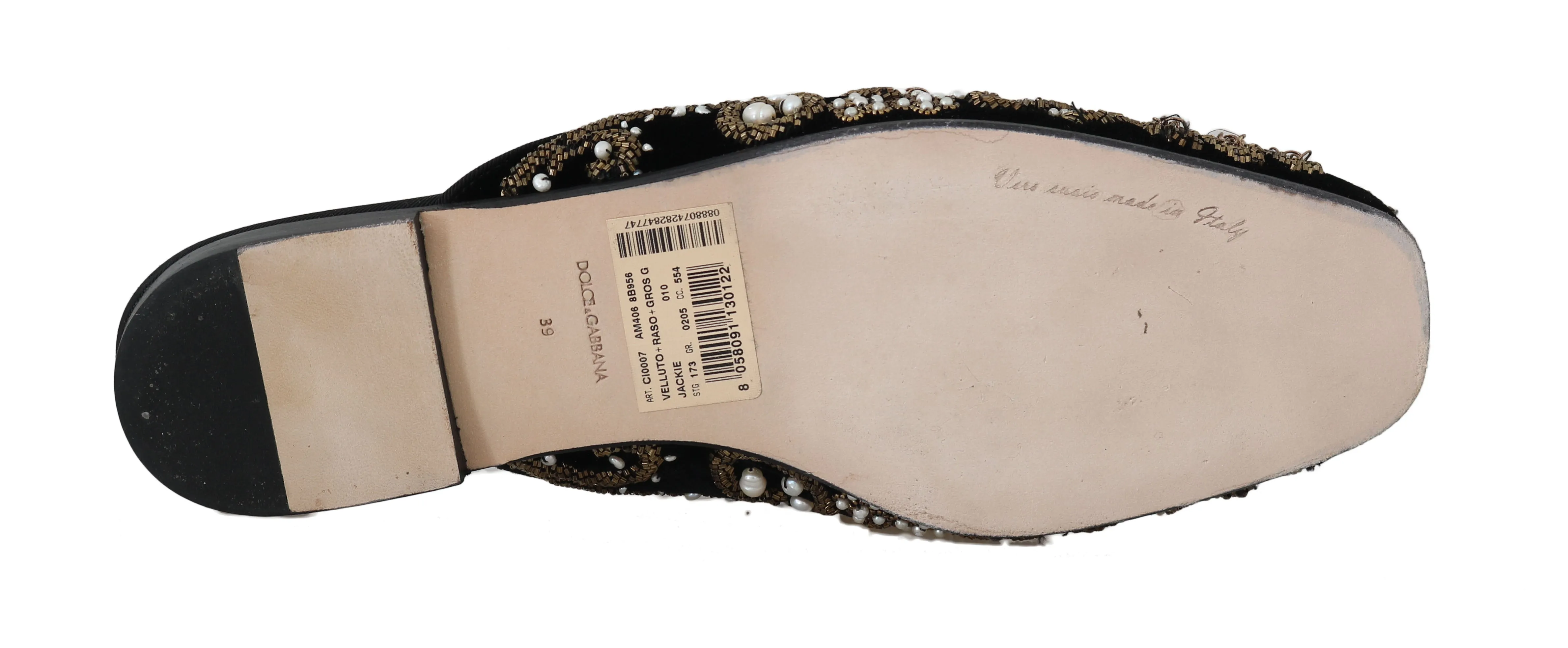 Black Velvet Crystal Slip On Mules