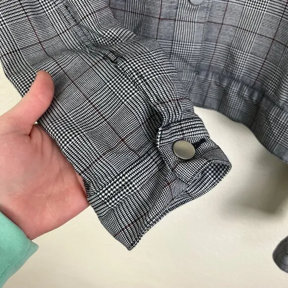 BLDWN Front Button Collard Wool Blend Jacket Plaid Grey Women’s Size M