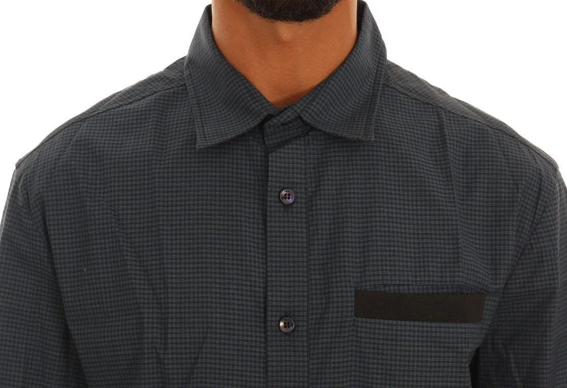 Blue Casual Cotton Stretch Long Sleeve Shirt
