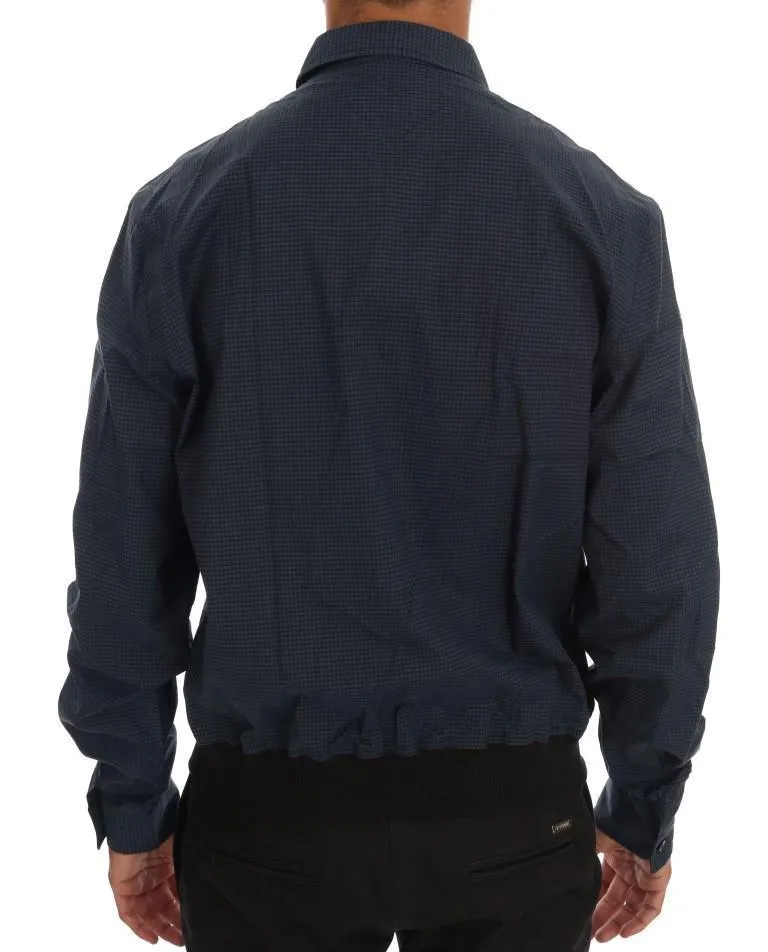Blue Casual Cotton Stretch Long Sleeve Shirt