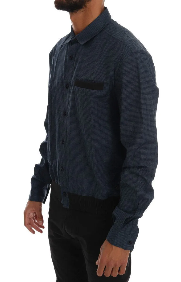 Blue Casual Cotton Stretch Long Sleeve Shirt