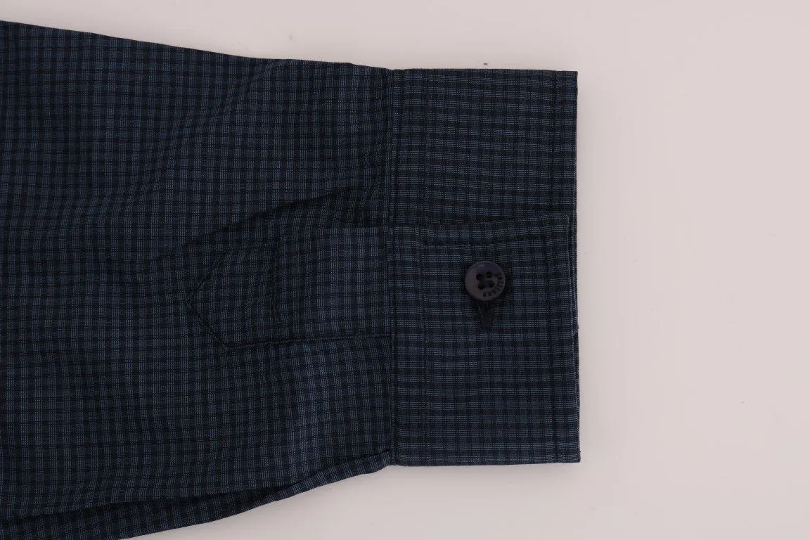 Blue Casual Cotton Stretch Long Sleeve Shirt