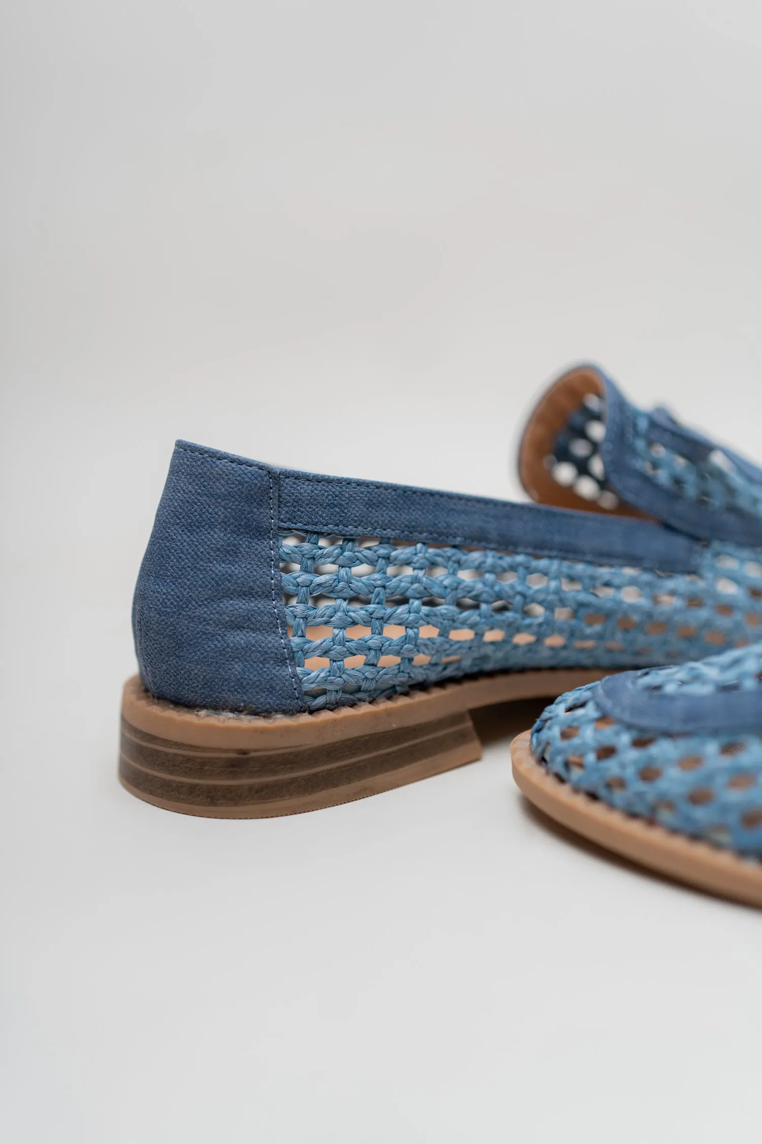 Blue Loafers with Bow Detail