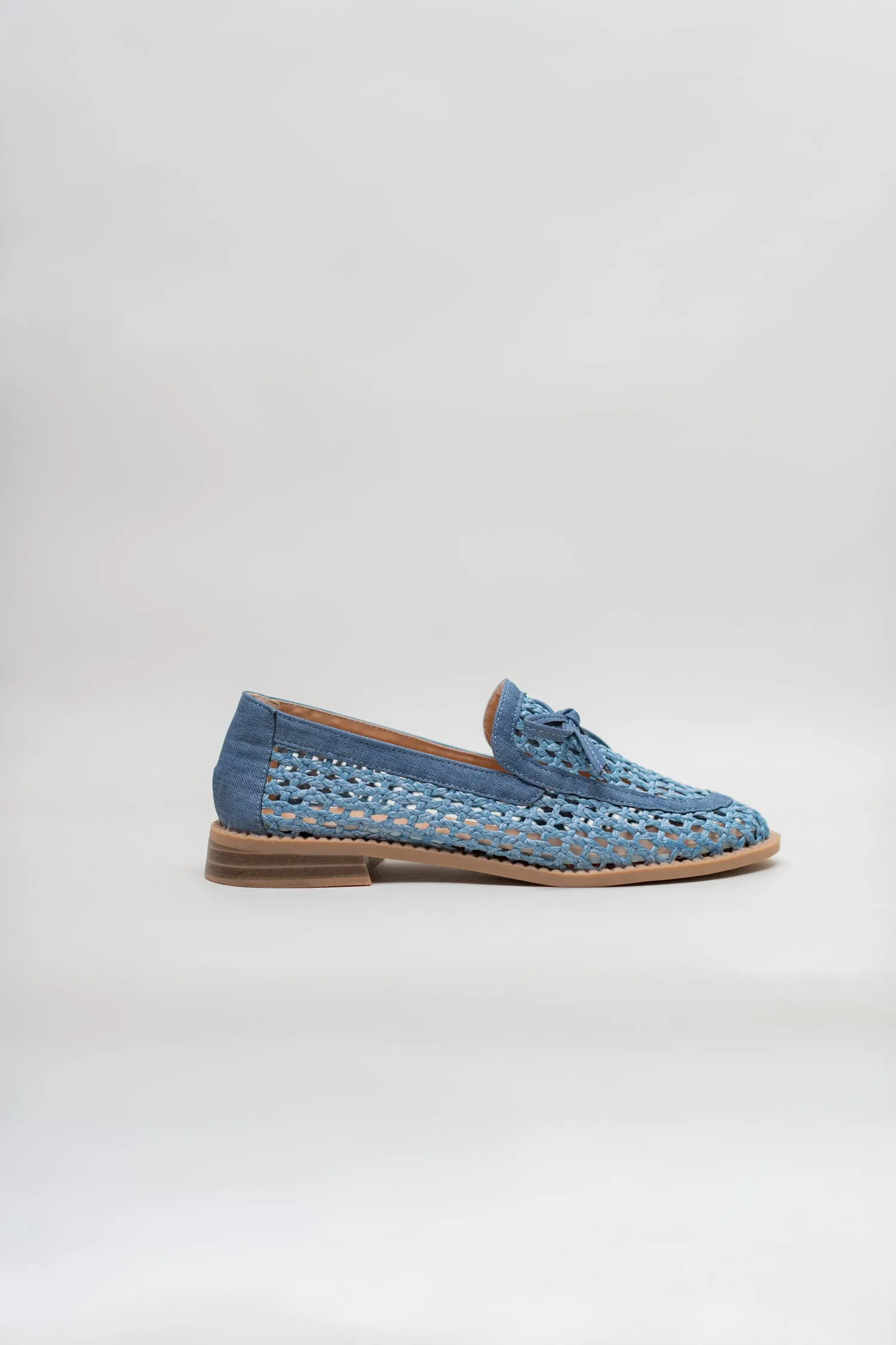 Blue Loafers with Bow Detail