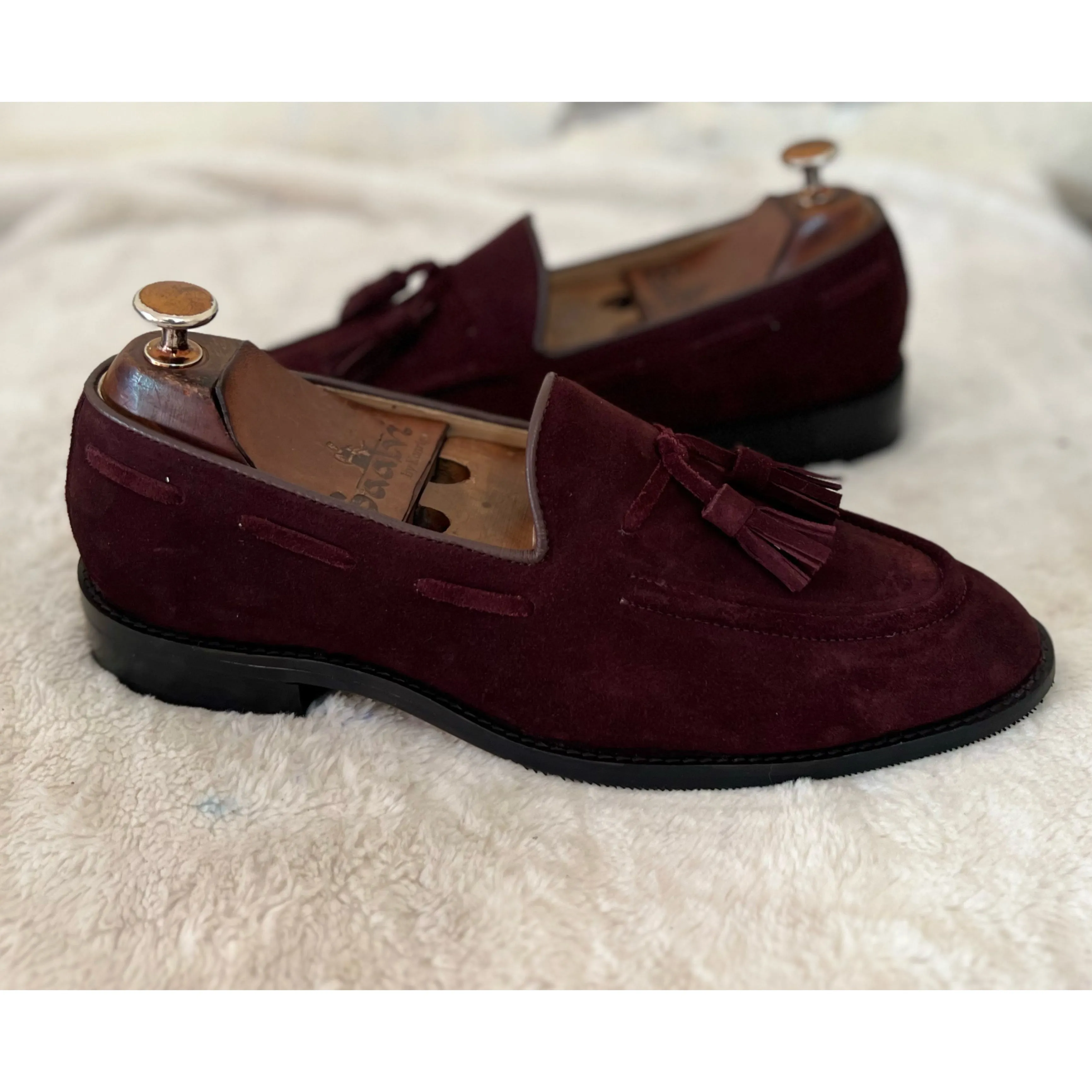 Bordo Suede Loafers With Tassels
