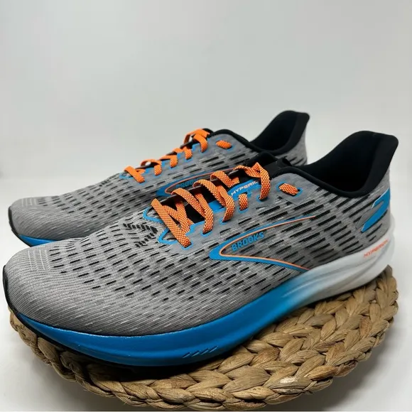 BROOKS Hyperion Running Shoes Grey Atomic Blue Scarlet Size 14