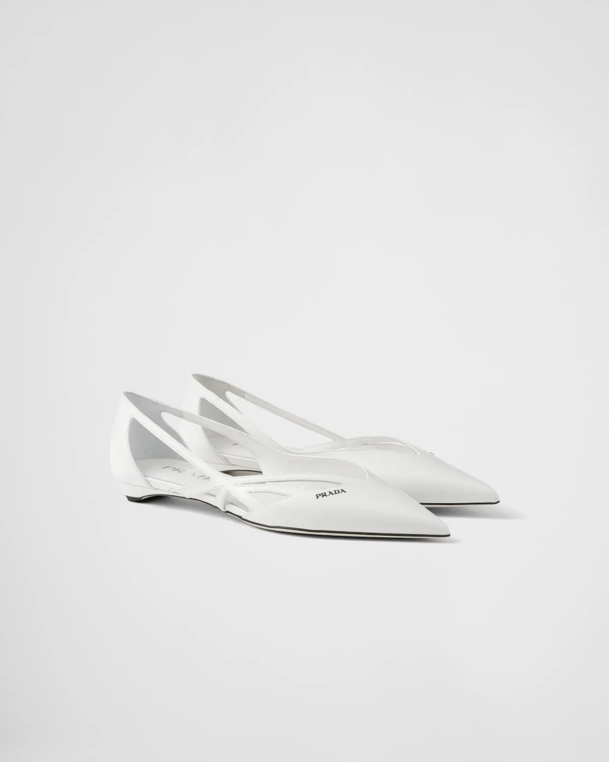 Brushed Leather Cut-Out Ballerinas