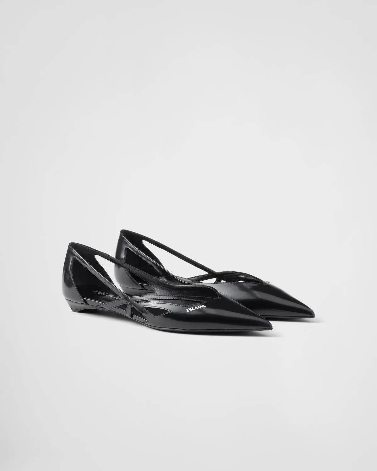 Brushed Leather Cut-Out Ballerinas
