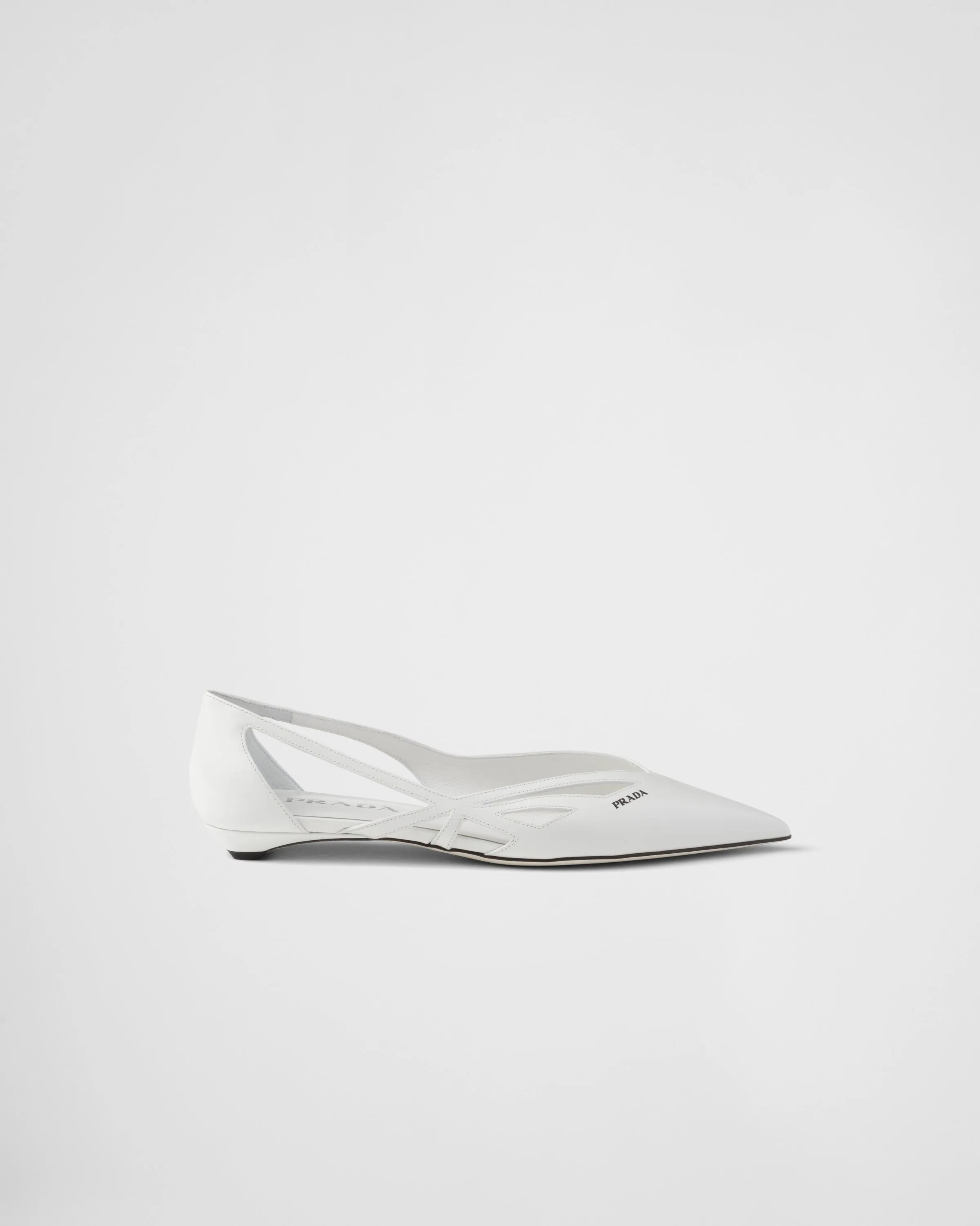 Brushed Leather Cut-Out Ballerinas