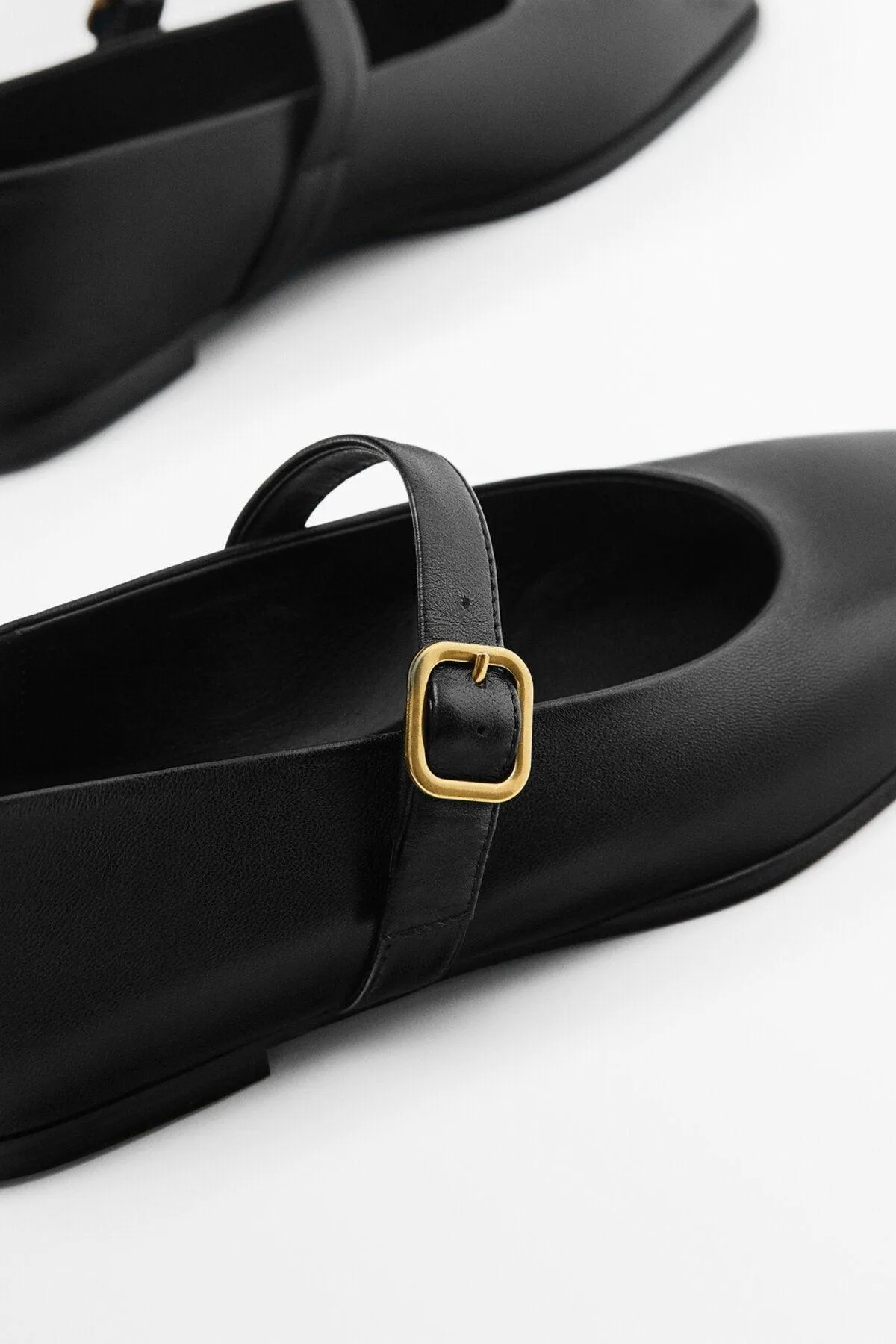 Buckled Banded Leather Flats