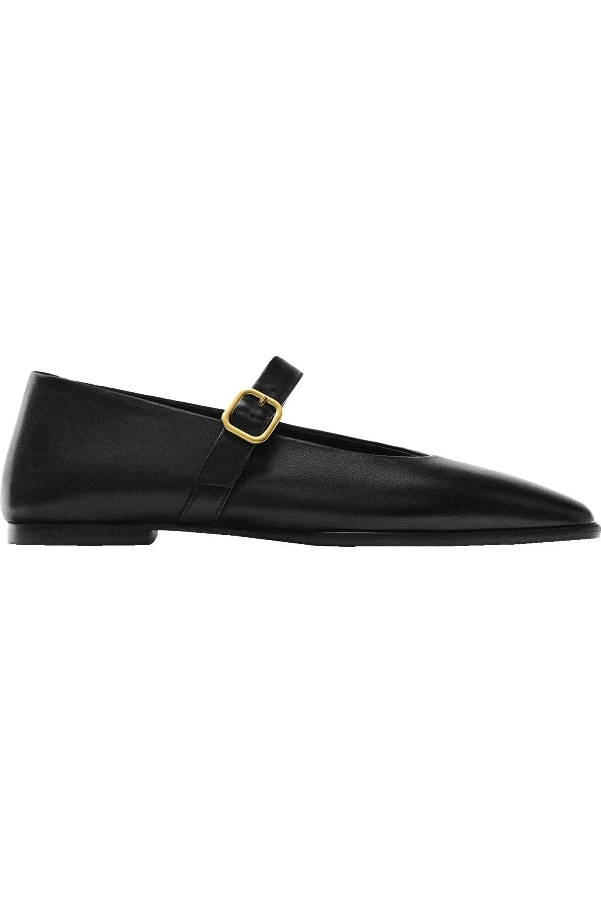 Buckled Banded Leather Flats