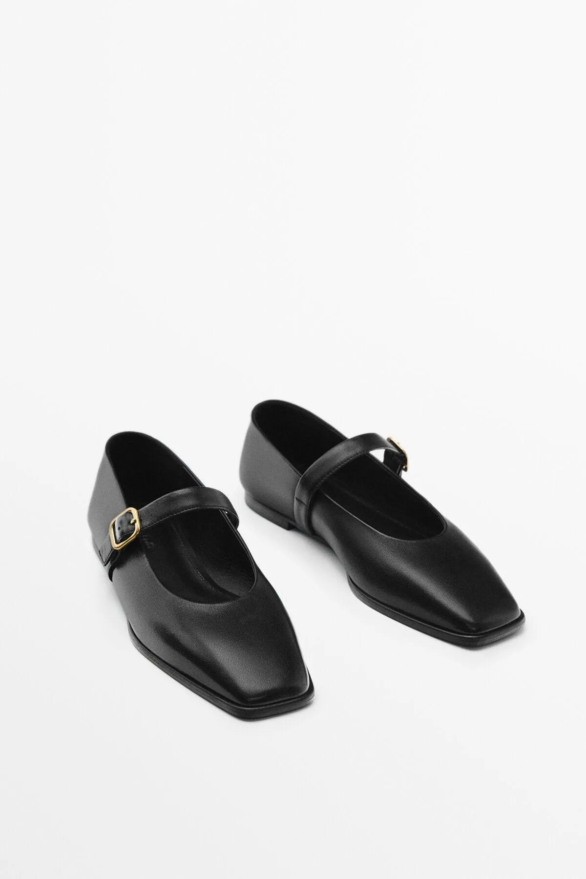 Buckled Banded Leather Flats