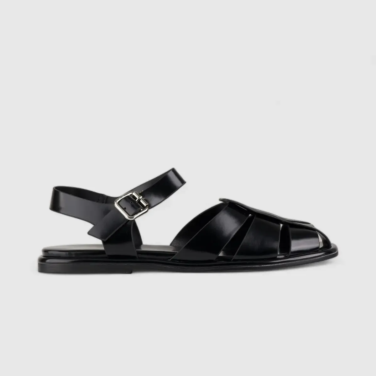 Bulbul Flat Sandal Black Car5006