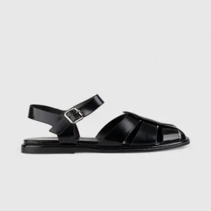 Bulbul Flat Sandal Black Car5006