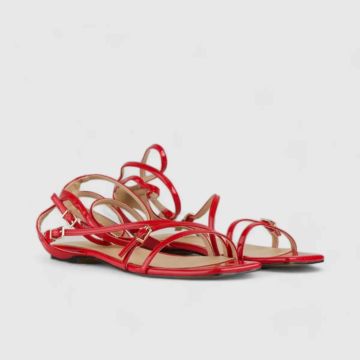 Bulbul Flat Sandal Red Car5003