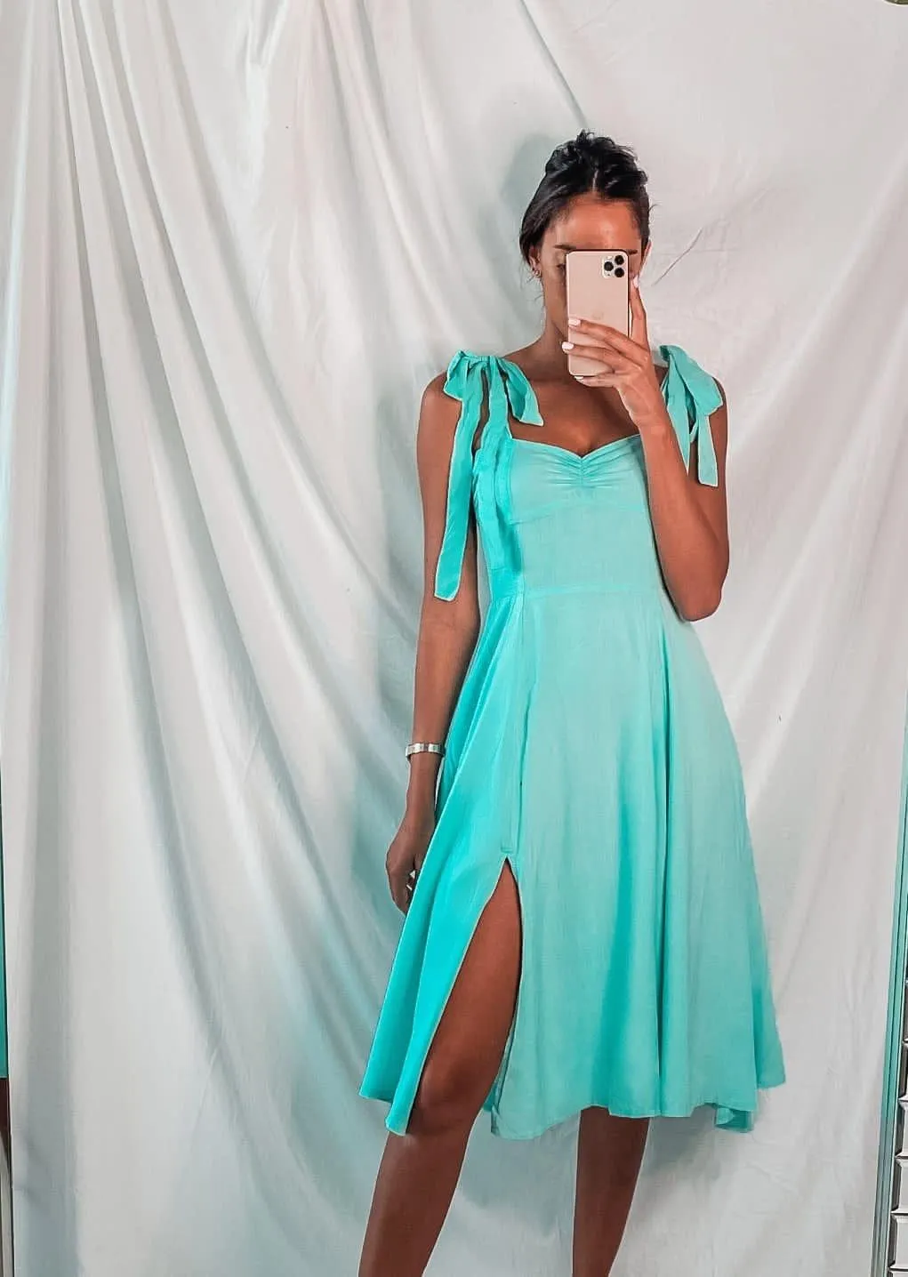 Cabo tiffany blue midi dress | FASHIONIST