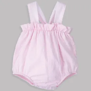 Calamaro Baby Girls Pink Cotton Romper – Lightweight Summer Outfit