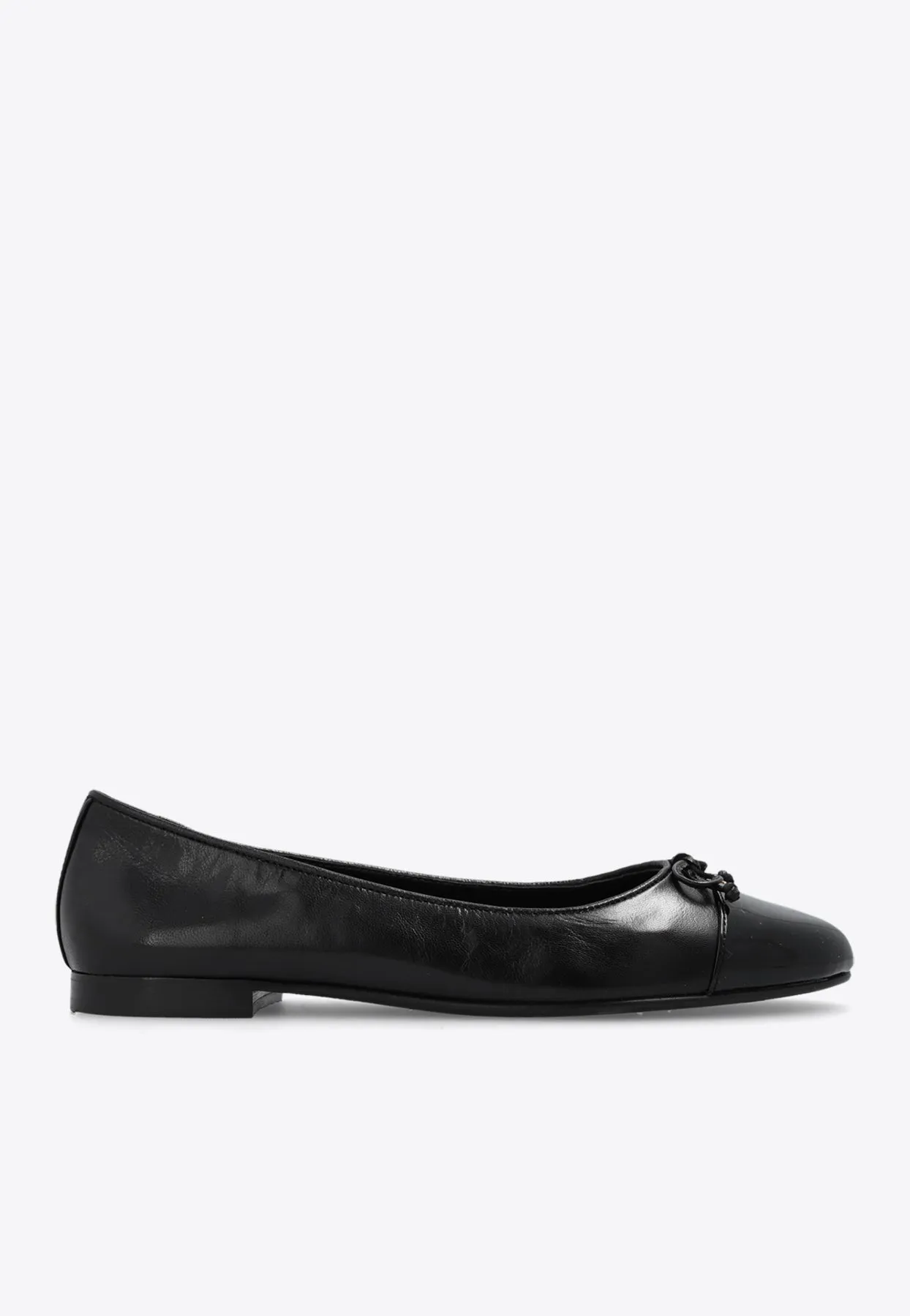 Cap-Toe Calf Leather Ballet Flats