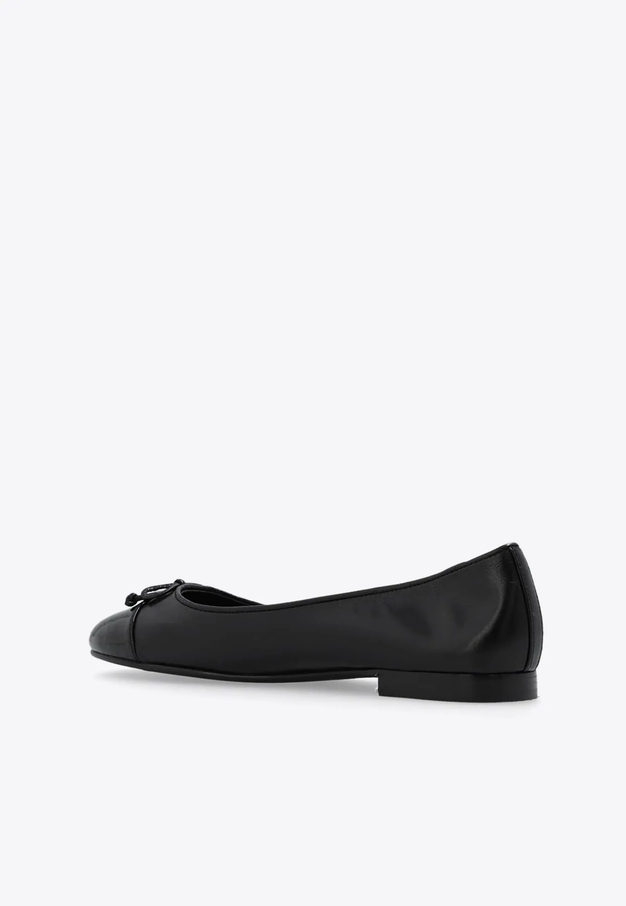 Cap-Toe Calf Leather Ballet Flats