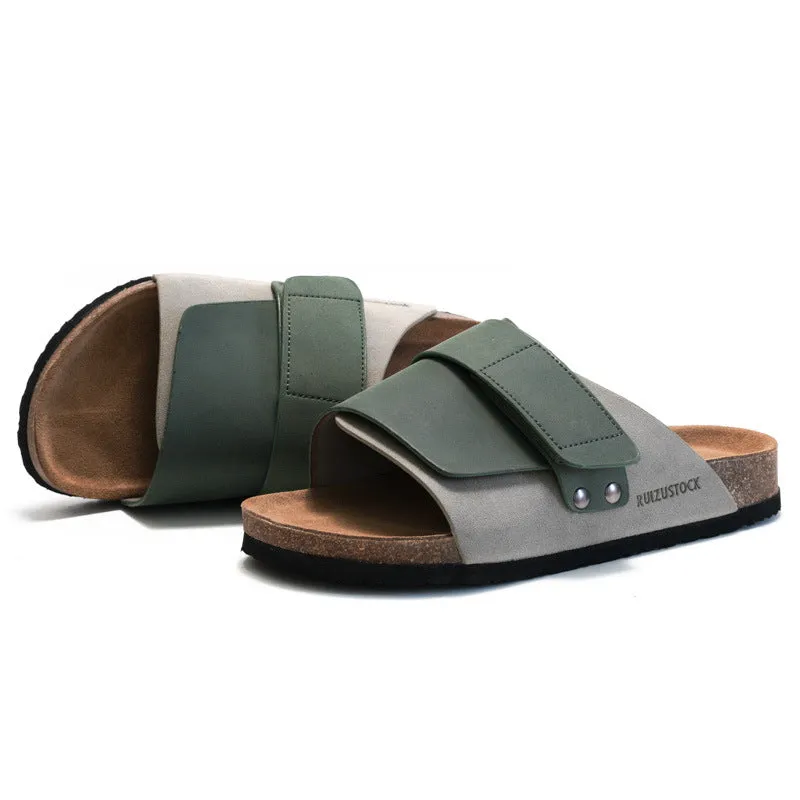 Casual and Durable Men's Slippers for Summer and Autumn - Soft Cork Slippers with Water Pine Material