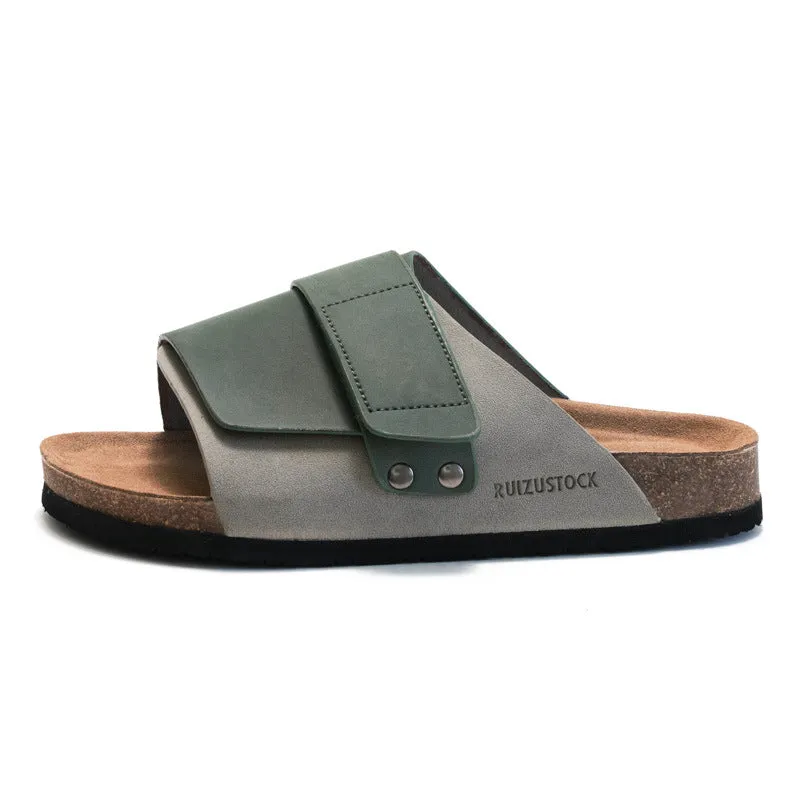 Casual and Durable Men's Slippers for Summer and Autumn - Soft Cork Slippers with Water Pine Material