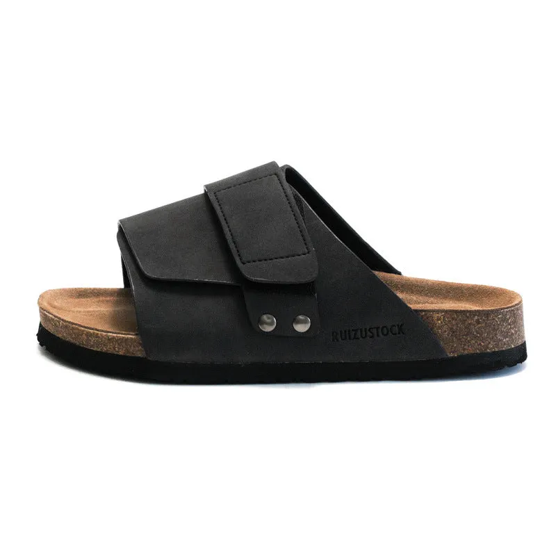 Casual and Durable Men's Slippers for Summer and Autumn - Soft Cork Slippers with Water Pine Material