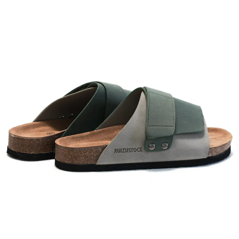 Casual and Durable Men's Slippers for Summer and Autumn - Soft Cork Slippers with Water Pine Material