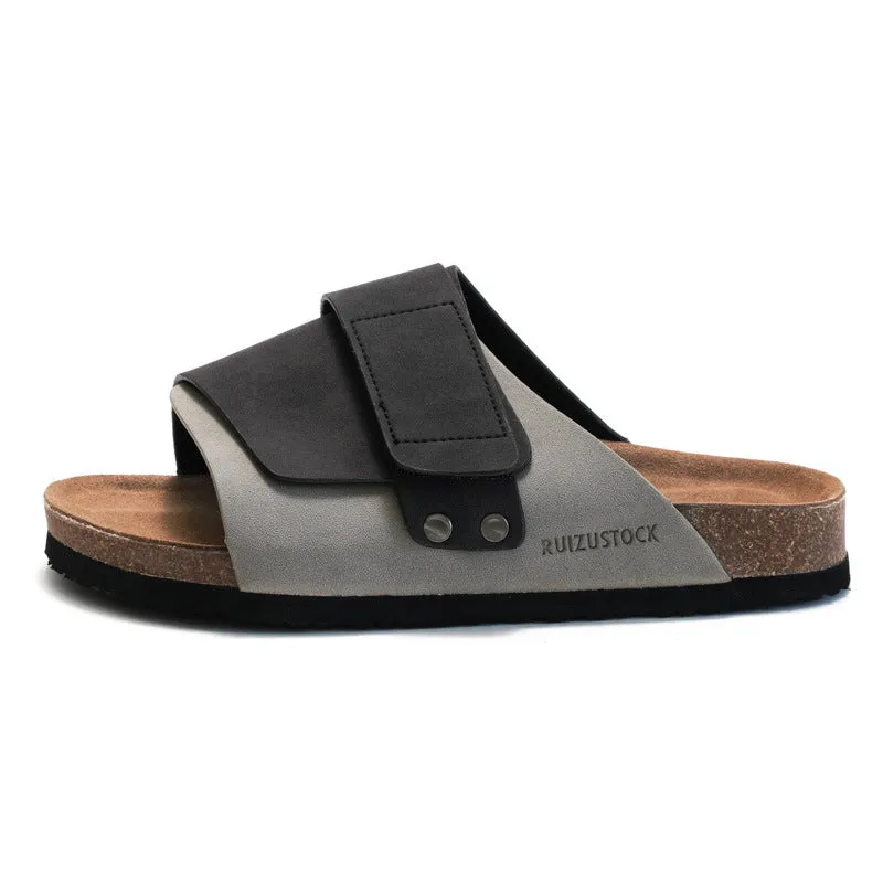 Casual and Durable Men's Slippers for Summer and Autumn - Soft Cork Slippers with Water Pine Material