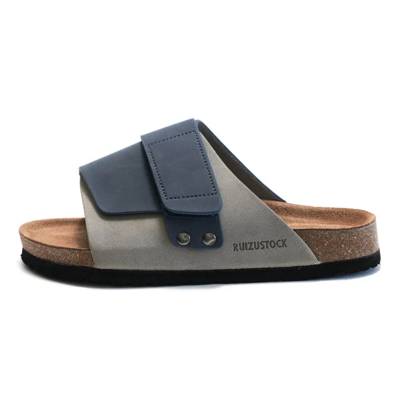 Casual and Durable Men's Slippers for Summer and Autumn - Soft Cork Slippers with Water Pine Material