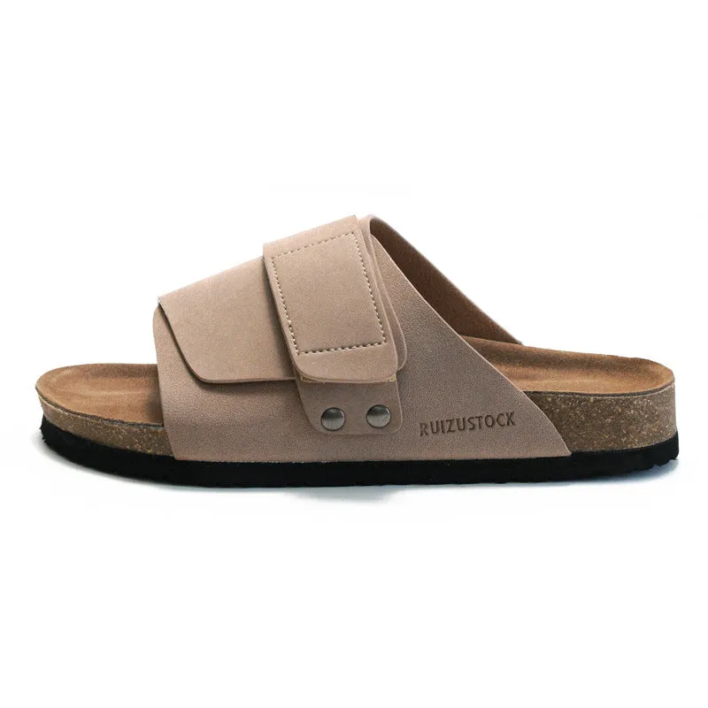 Casual and Durable Men's Slippers for Summer and Autumn - Soft Cork Slippers with Water Pine Material