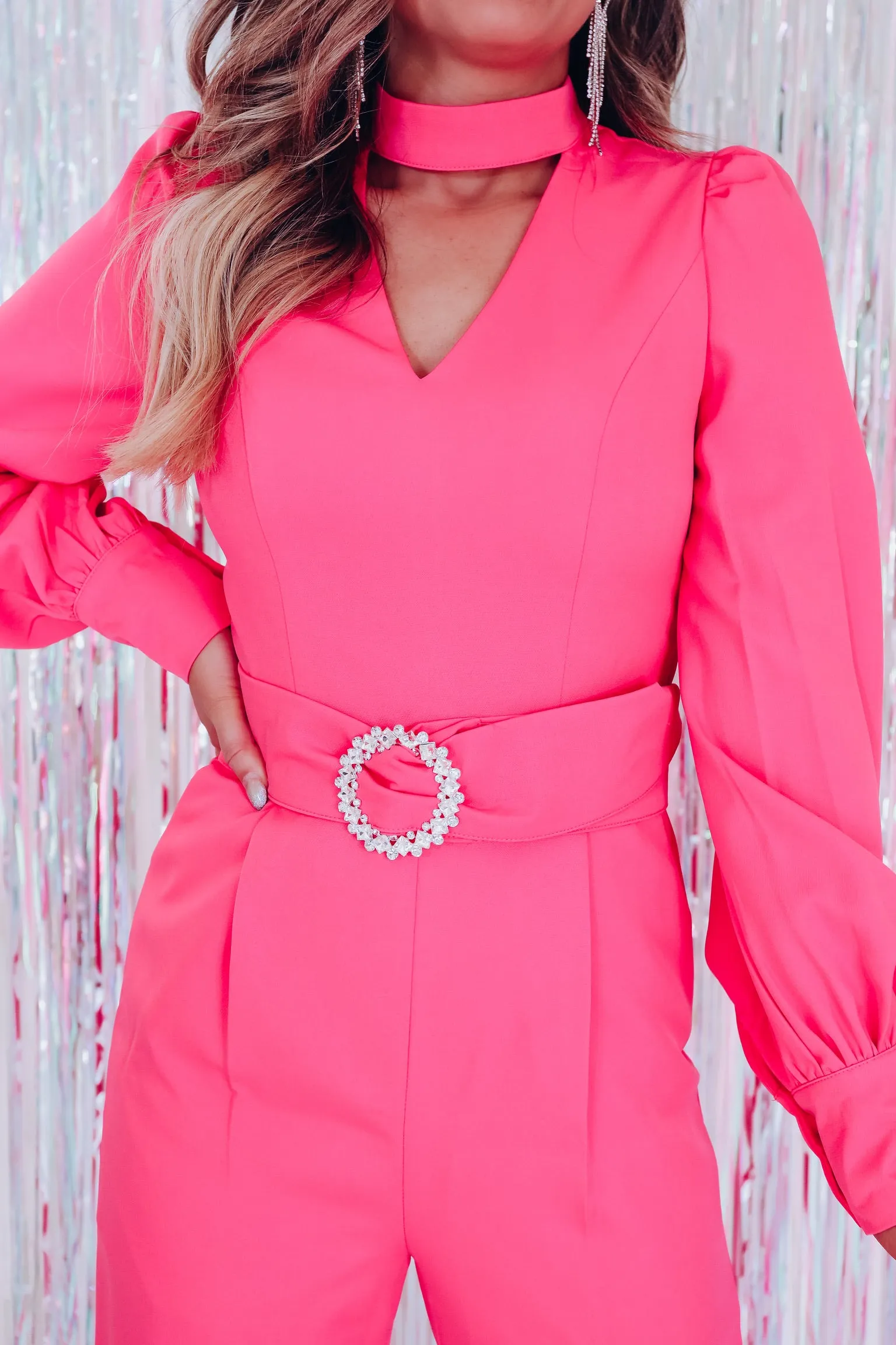 Catrina Cut-Out Belted Jumpsuit - Pink