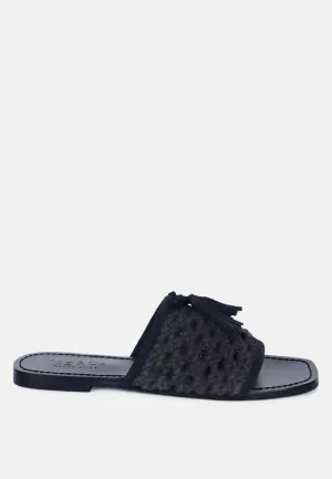 Cedar Handwoven Natural Tassel Flats By Ruw