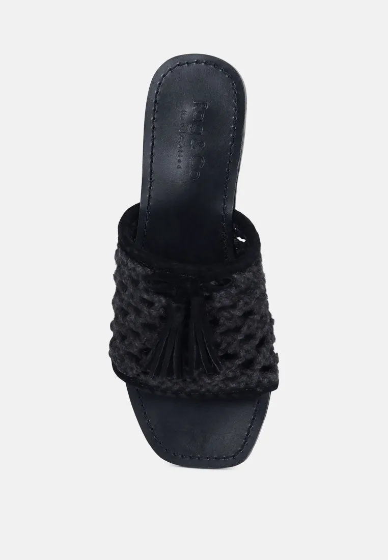 Cedar Handwoven Natural Tassel Flats By Ruw