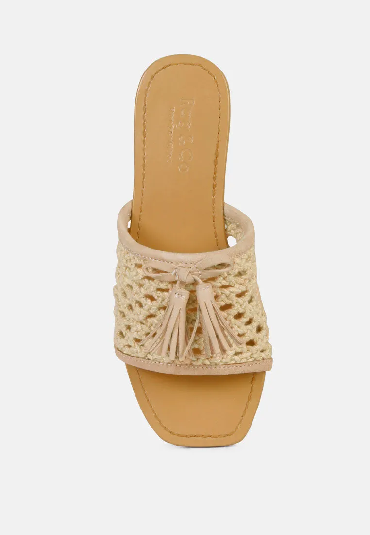 Cedar Handwoven Natural Tassel Flats By Ruw