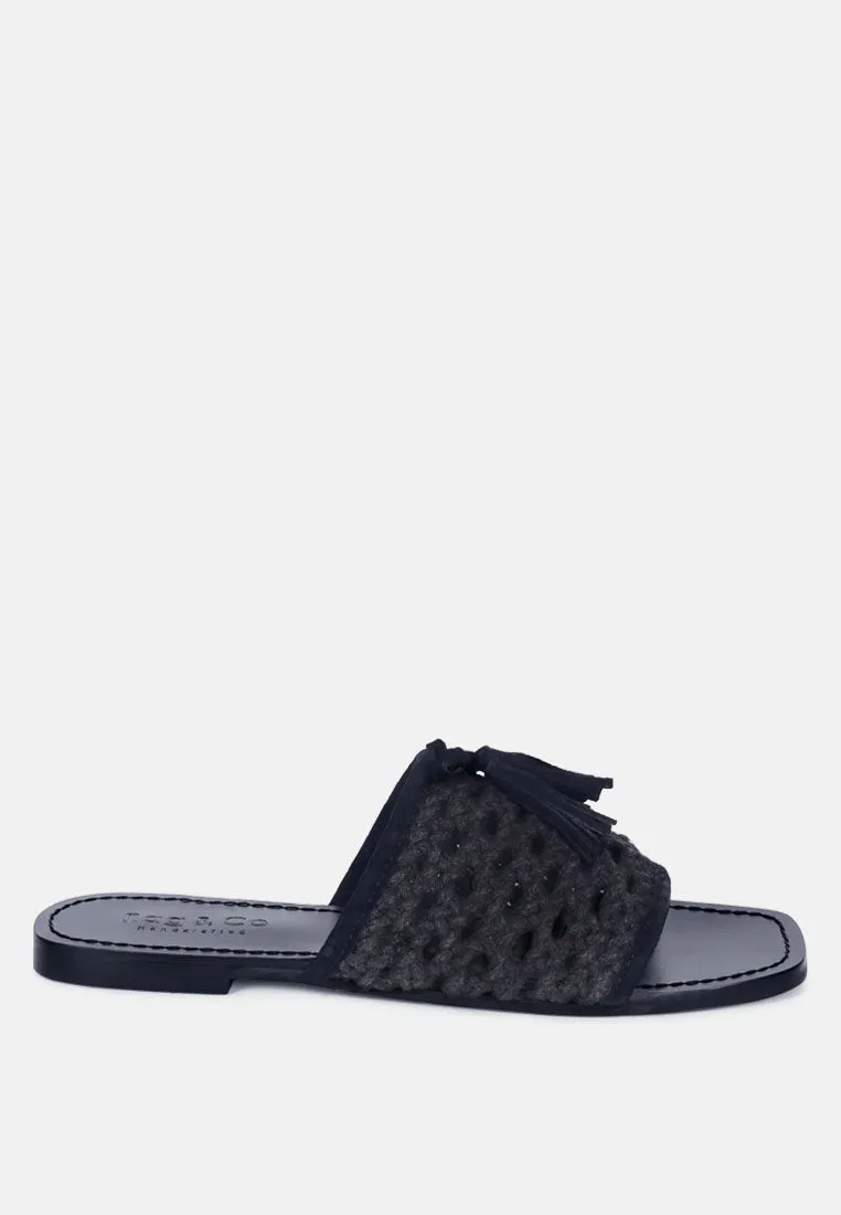 Cedar Handwoven Natural Tassel Flats By Ruw