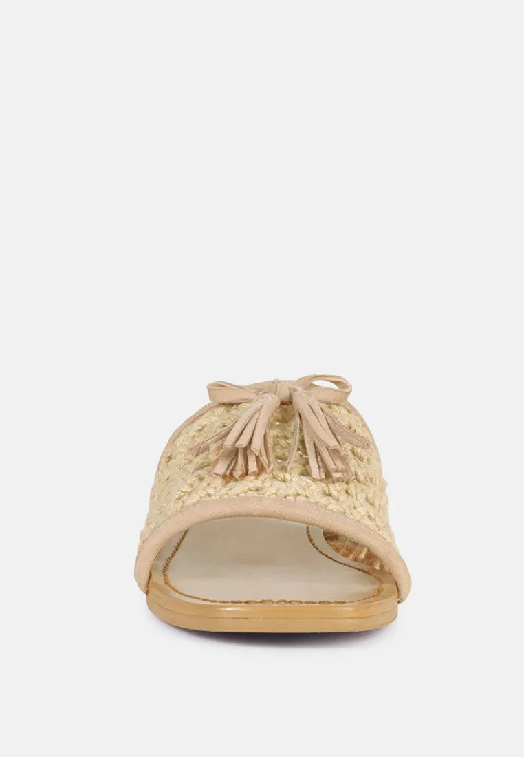 Cedar Handwoven Natural Tassel Flats By Ruw