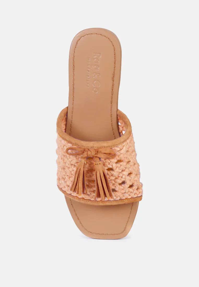 Cedar Handwoven Natural Tassel Flats By Ruw