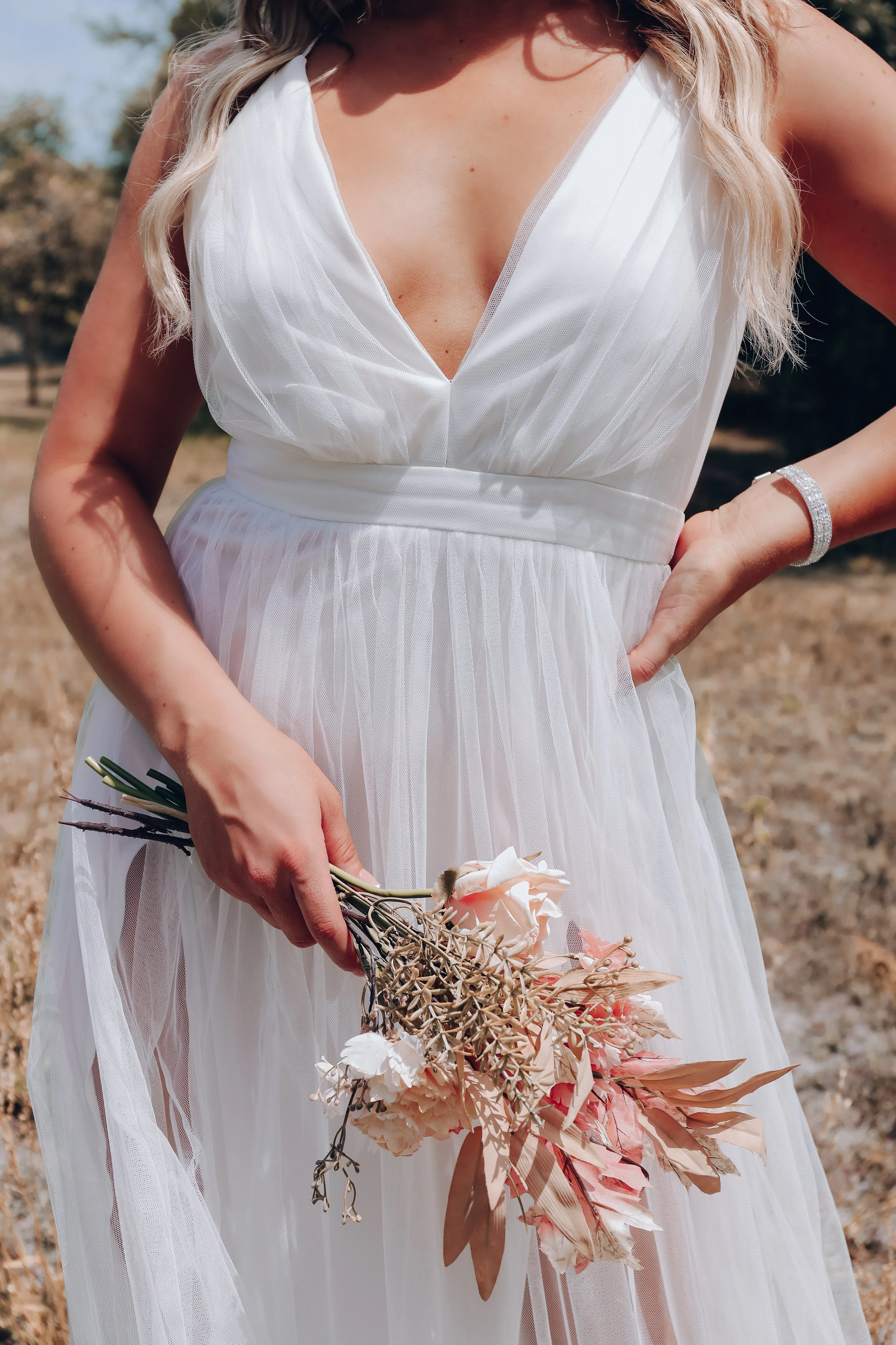 Champagne Clouds Tulle Gown - Ivory