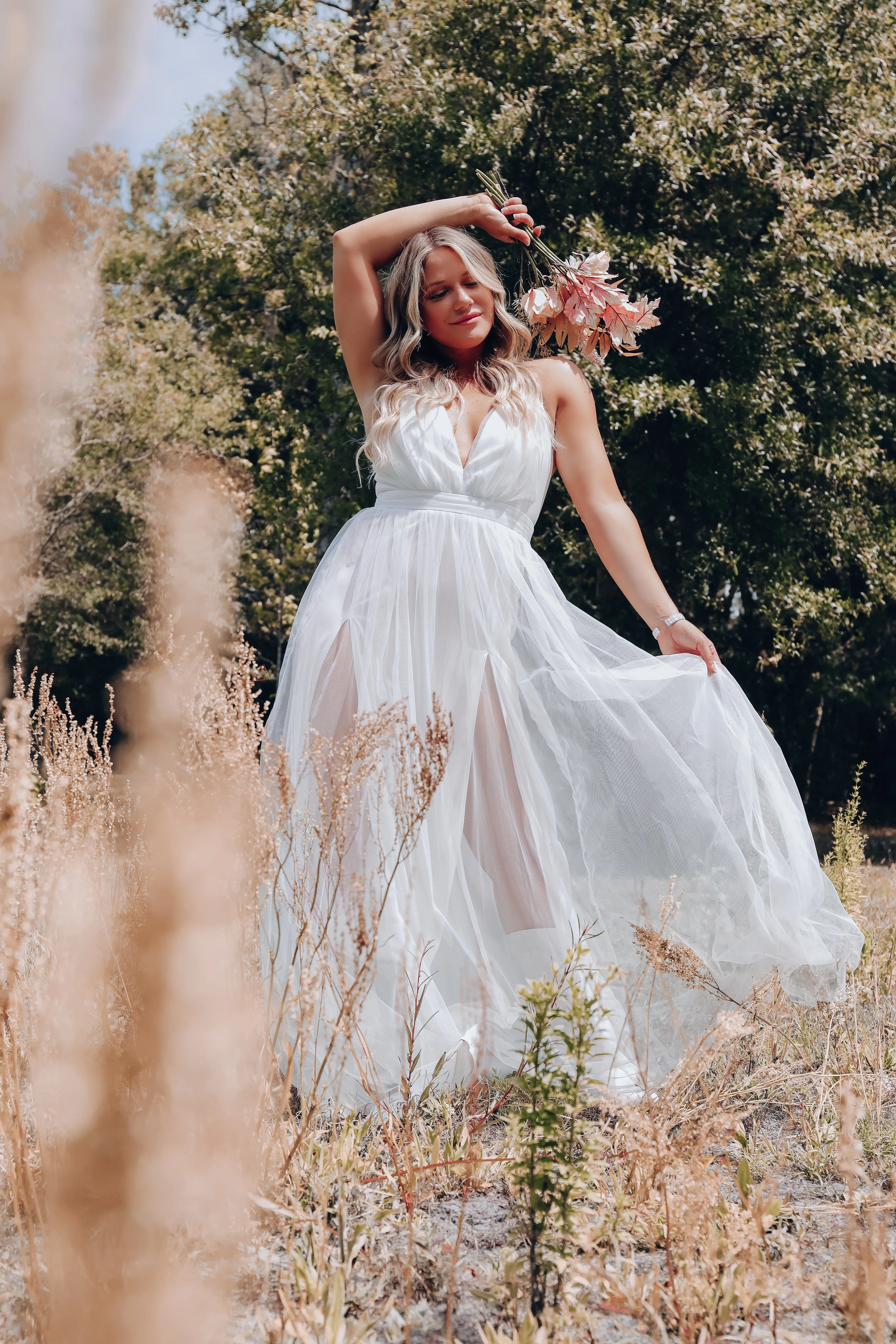 Champagne Clouds Tulle Gown - Ivory