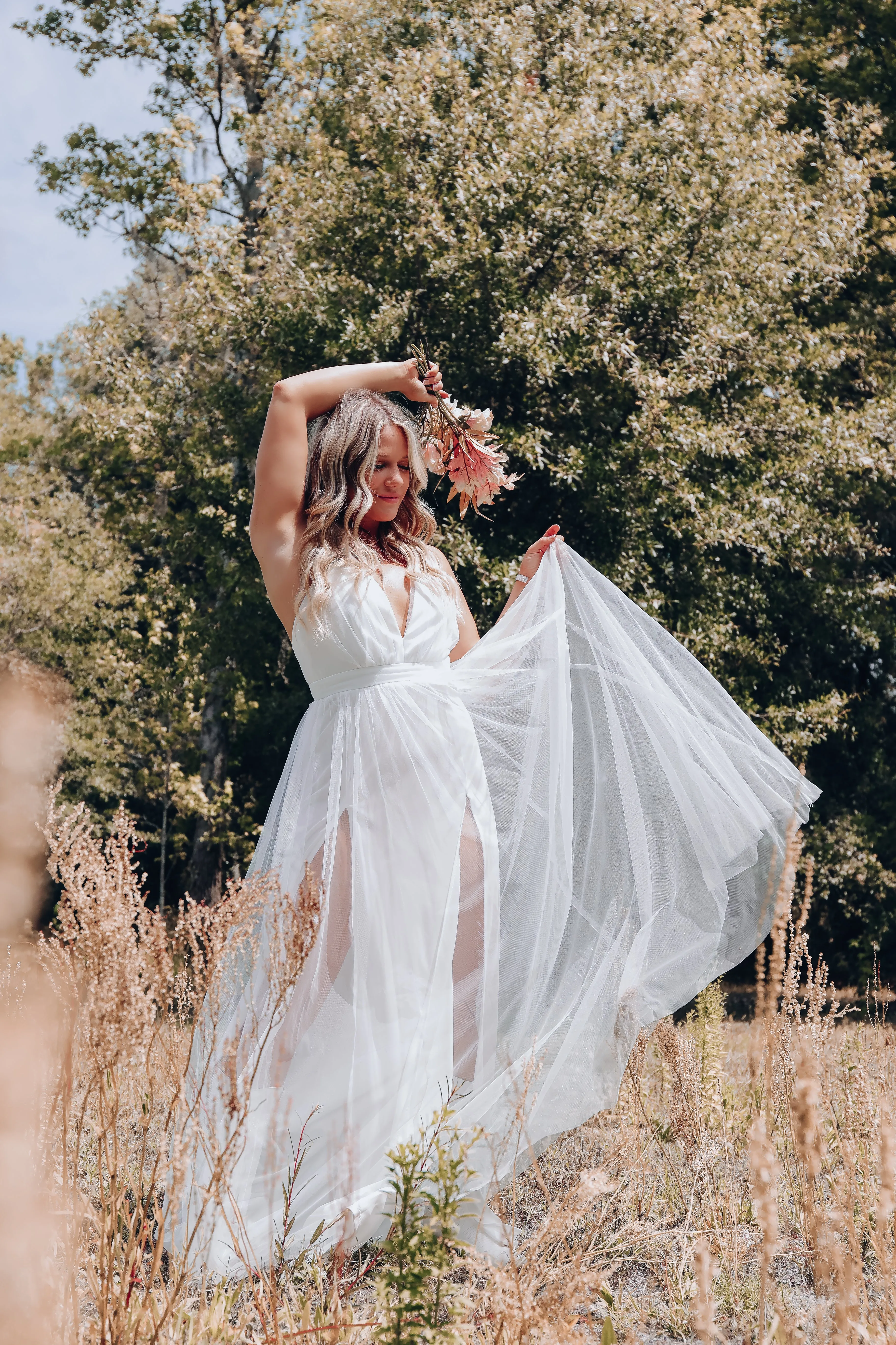 Champagne Clouds Tulle Gown - Ivory
