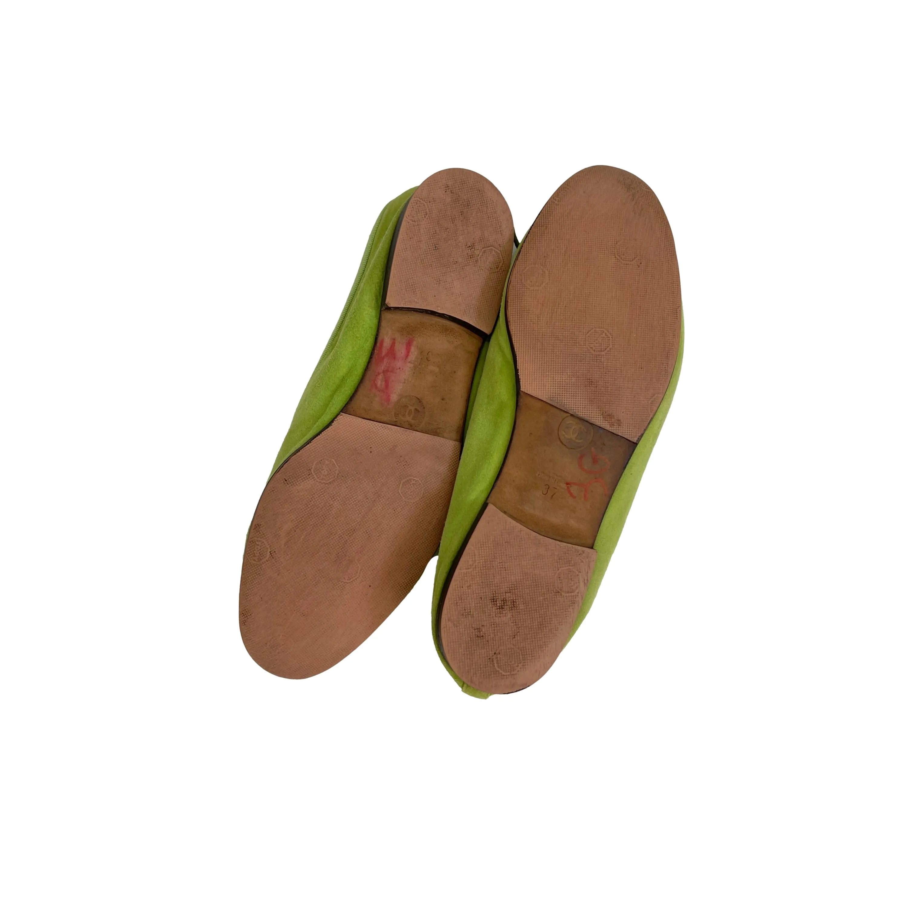 Chanel Lime Green Suede Flats