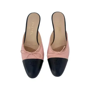 Chanel Pink   Black Logo Kitten Heels