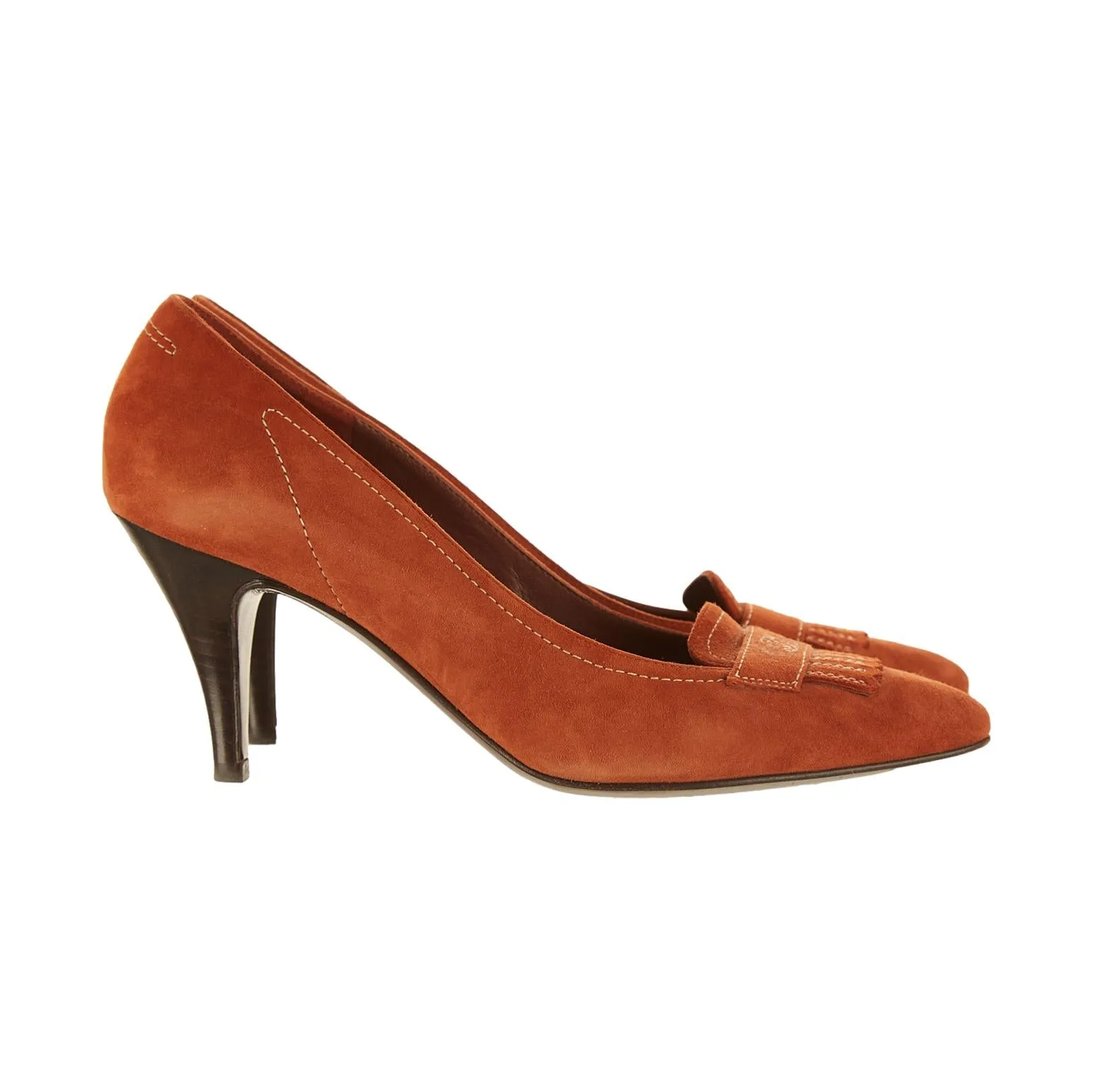 Chanel Red Logo Loafer Kitten Heels