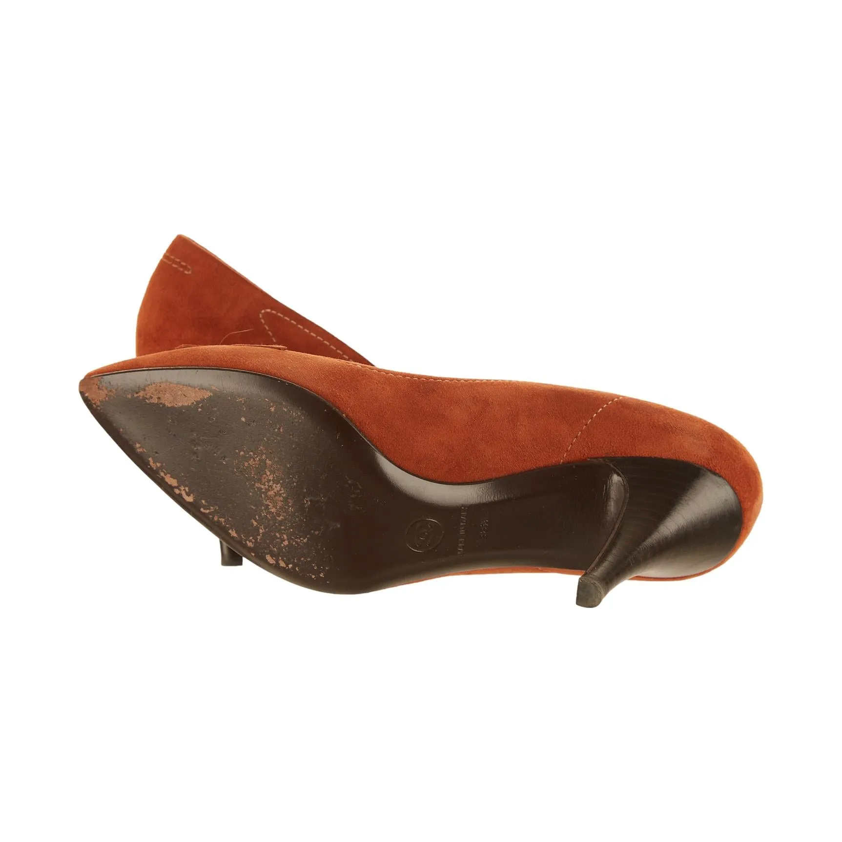 Chanel Red Logo Loafer Kitten Heels