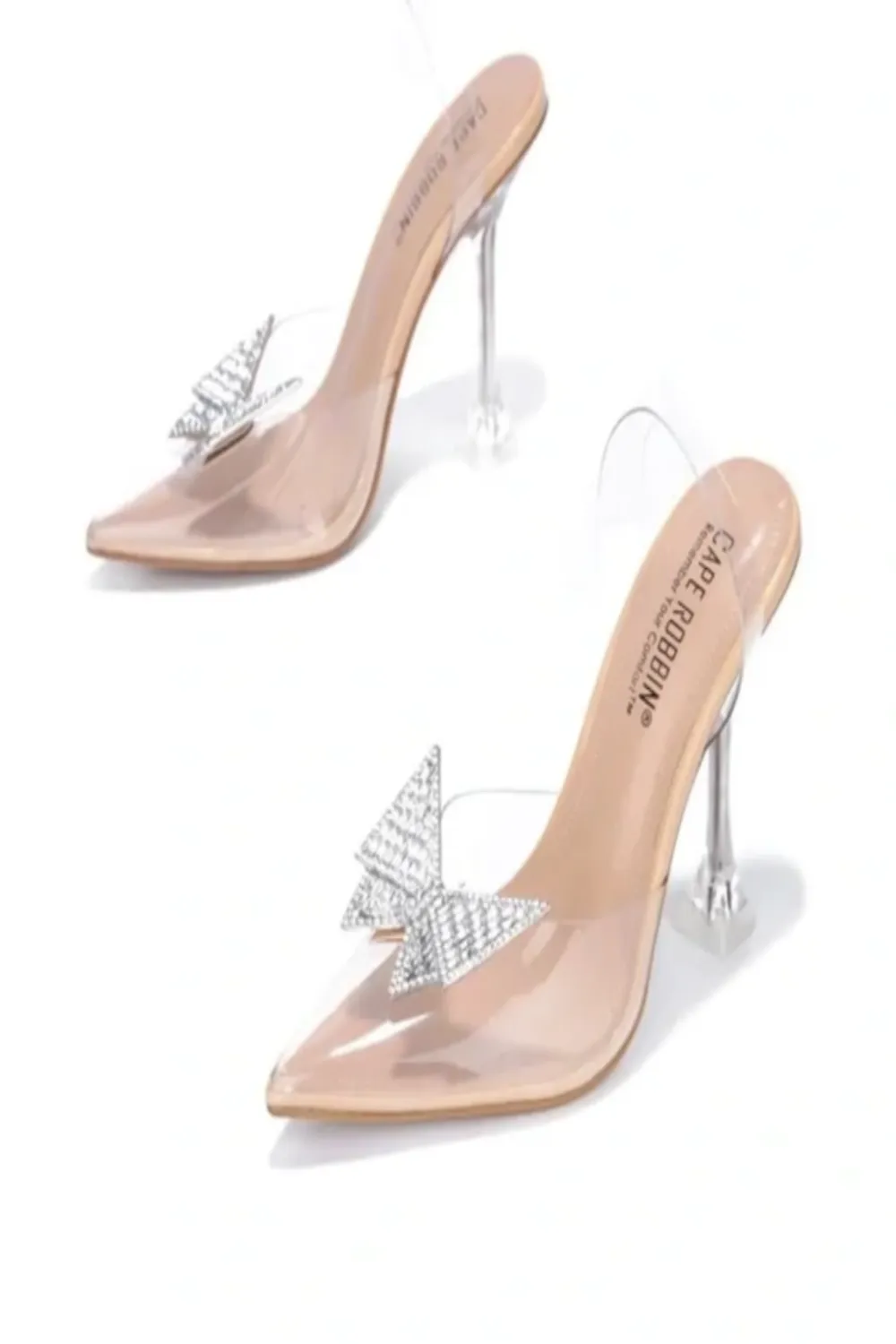 Clear Butterfly Slingback Heels