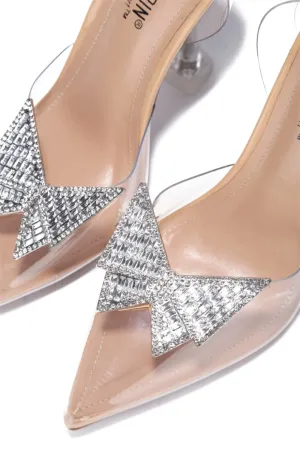 Clear Butterfly Slingback Heels